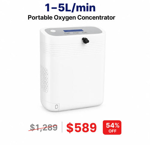 1–5L/min Portable Oxygen Concentrator with Adjustable Flow | Free Carry Bag