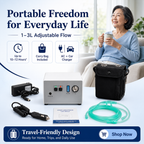 1-3L/Min Portable Oxygen Concentrator for Travel| 10-12 Hours Continuous Flow Battery Life | Free Carry Bag