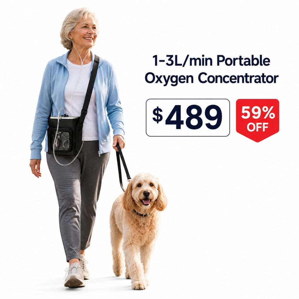 1-3L/Min Portable Oxygen Concentrator | 10-12 Hours Battery Life | Free Carry Bag