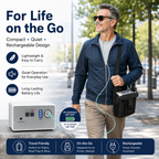 1-3L/Min Portable Oxygen Concentrator for Travel| 10-12 Hours Continuous Flow Battery Life | Free Carry Bag