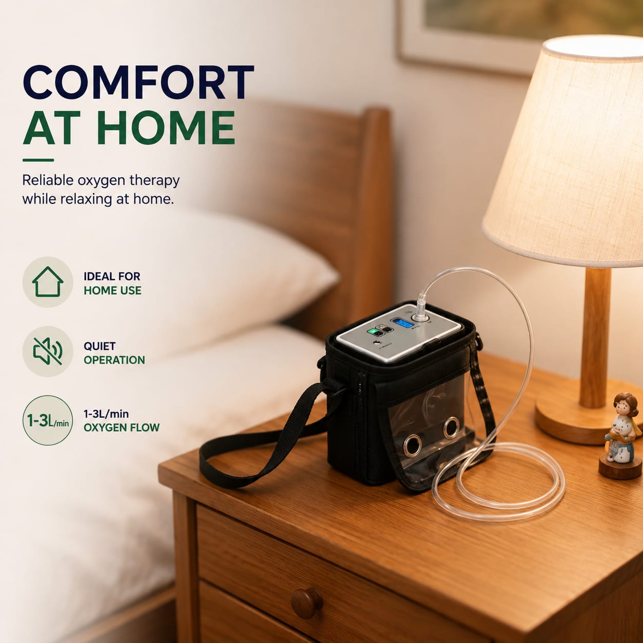 1-3L/Min Portable Oxygen Concentrator | 10-12 Hours Battery Life | Free Carry Bag